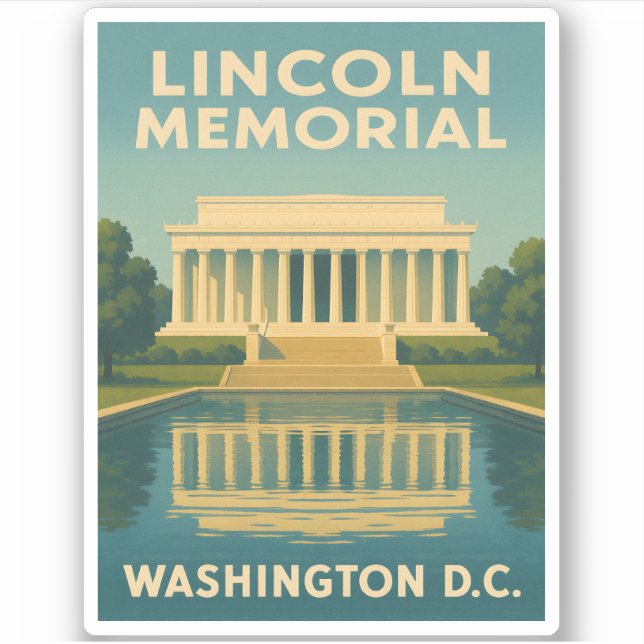 Vintage Travel Lincoln Memorial Washington DC Sticker (Front)