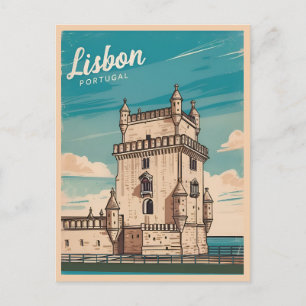 Vintage Travel Lisbon Portugal Retro Scenic Postcard