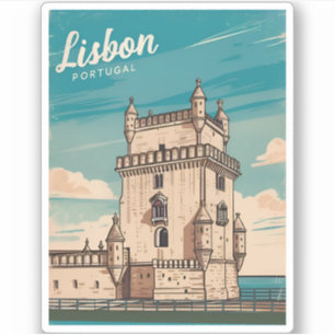 Vintage Travel Lisbon Portugal Retro Scenic Sticker