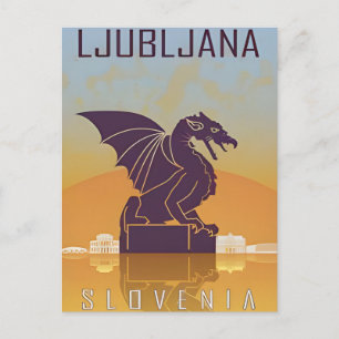 Vintage Travel Ljubljana Slovenia retro Postcard