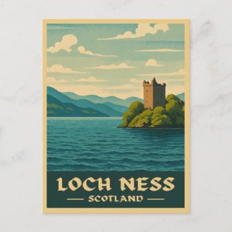 Vintage Travel Loch Ness Scotland Retro Scenic