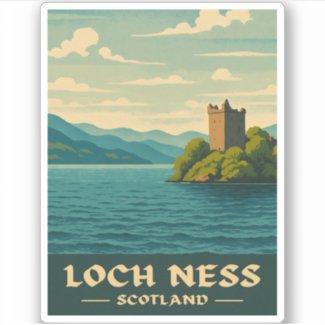 Vintage Travel Loch Ness Scotland Retro Scenic