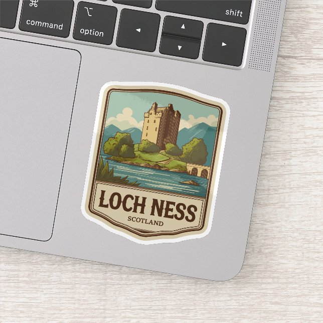 Vintage Travel Loch Ness Scotland Sticker (Detail)