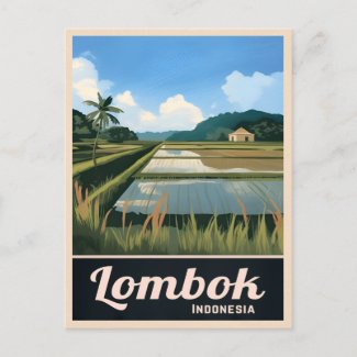 Vintage Travel Lombok Indonesia Landscape
