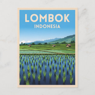 Vintage Travel Lombok Indonesia Retro Scenic Postcard