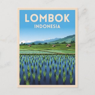 Vintage Travel Lombok Indonesia Retro Scenic