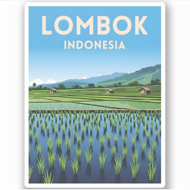 Vintage Travel Lombok Indonesia Retro Scenic Sticker (Front)