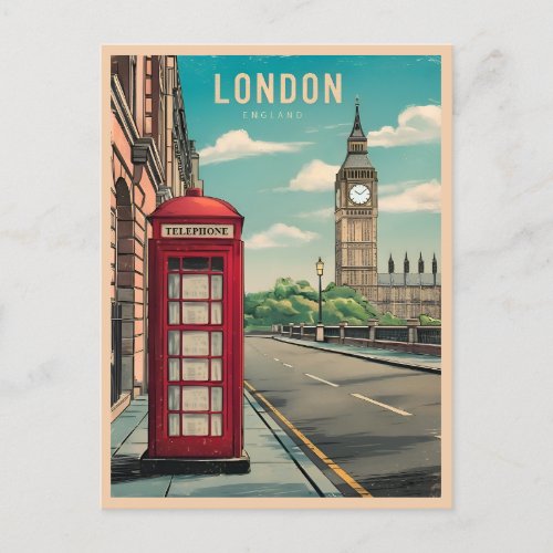 Vintage Travel London Big Ben England Retro Scenic Postcard