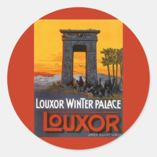 Vintage Travel, Louxor Winter Palace, Egypt Africa Classic Round Sticker