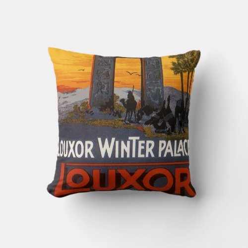 Vintage Travel Louxor Winter Palace Egypt Africa Throw Pillow