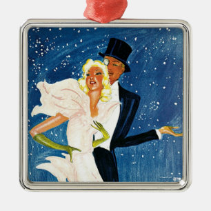 Vintage Travel, Love Romance Winter in Monte Carlo Metal Ornament