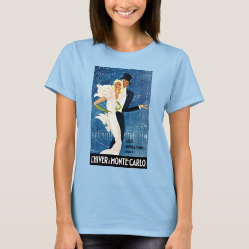 Vintage Travel Love Romance Winter in Monte Carlo T_Shirt