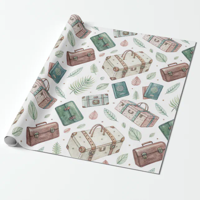 Travel Pattern Paper Vintage Travel Luggage Pattern (1) Wrapping Paper | Zazzle