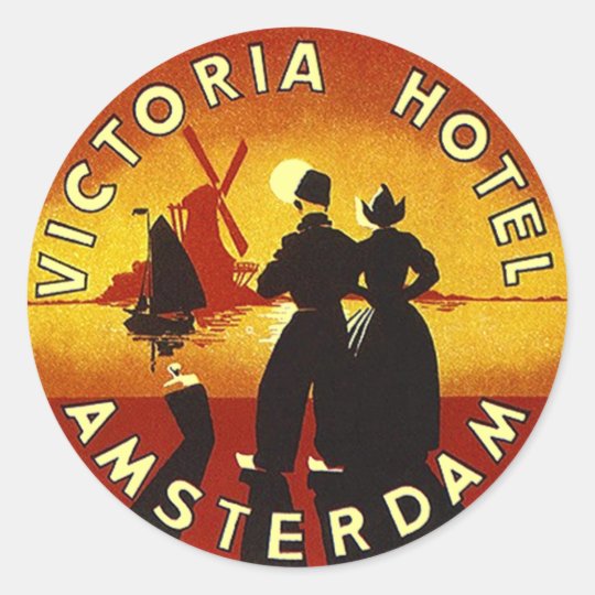 Vintage Travel Luggage Stickers Vi Hotel Amsterdam | Zazzle.com