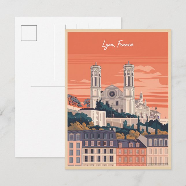 Vintage travel LYON city french Rhône Alpes gifts Postcard (Front/Back)