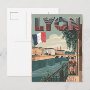 Vintage travel LYON city french Rhône Alpes gifts Postcard