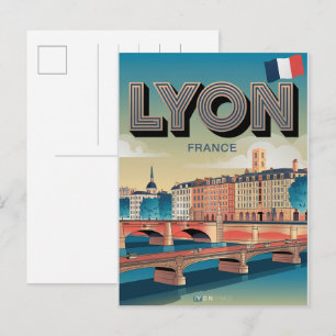 Vintage travel LYON city french Rhône Alpes gifts Postcard