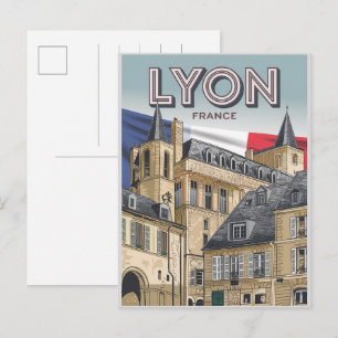 Vintage travel LYON city french Rhône Alpes gifts Postcard