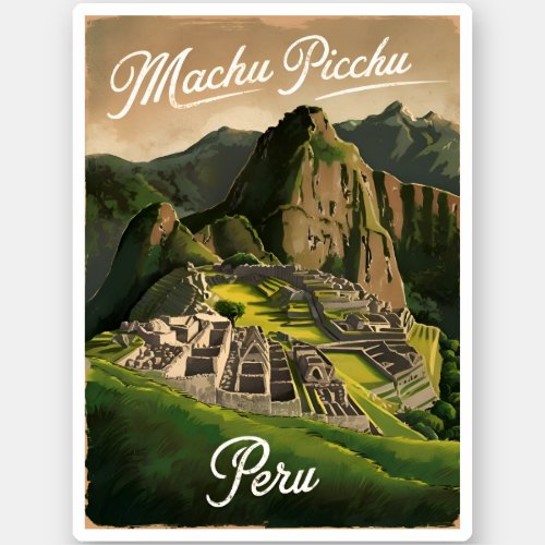 Vintage Travel Machu Picchu Peru Retro Graphic Sticker