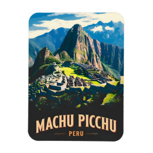 Vintage Travel Machu Picchu Peru Retro Landscape Magnet