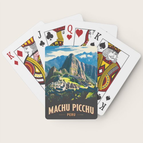 Vintage Travel Machu Picchu Peru Retro Landscape Poker Cards