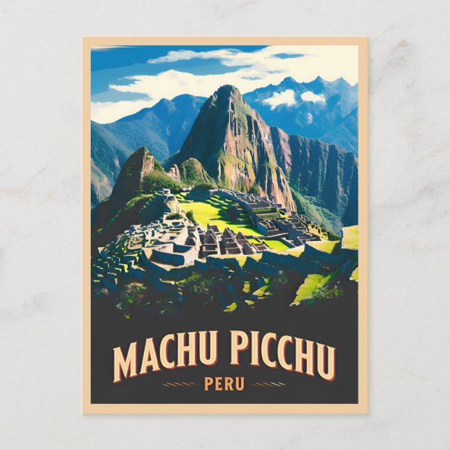 Vintage Travel Machu Picchu Peru Retro Landscape Postcard (Front)