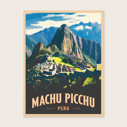 Vintage Travel Machu Picchu Peru Retro Landscape Postcard