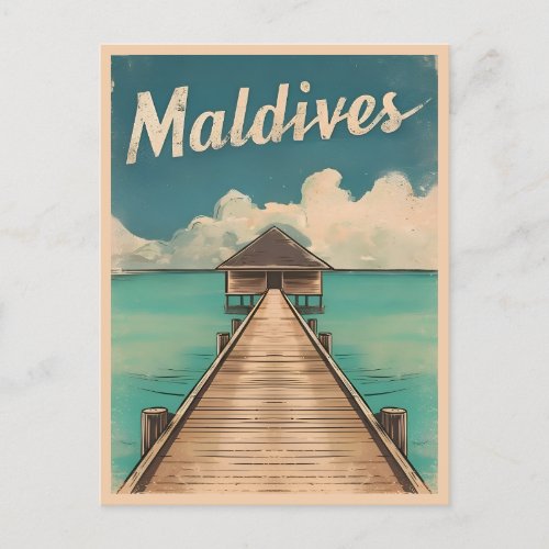 Vintage Travel Maldives Island Retro Scenic Postcard