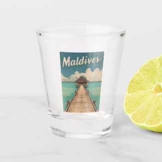 Vintage Travel Maldives Island Retro Scenic