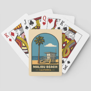 Vintage Travel Malibu Beach California Coast Retro Poker Cards