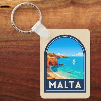 Vintage Travel Malta Seaside Landscape Retro