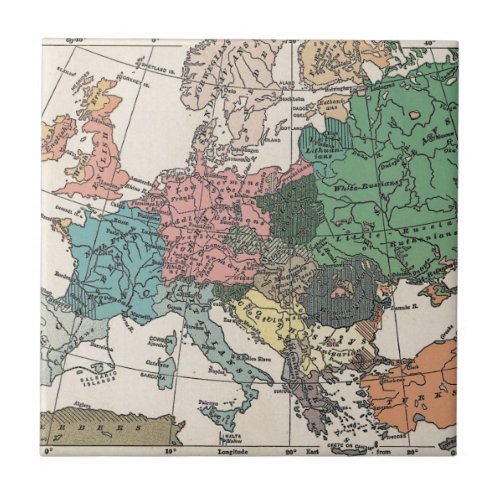 Vintage Travel Map Ceramic Tile