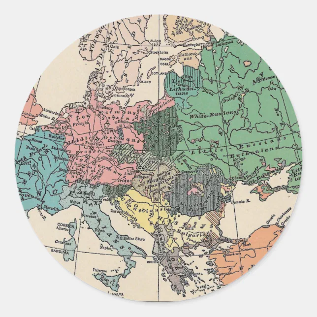 Vintage Travel Map Classic Round Sticker | Zazzle