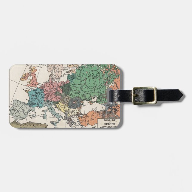 Vintage Travel Map Luggage Tag (Front Horizontal)