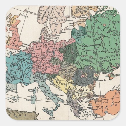 Vintage Travel Map Square Sticker