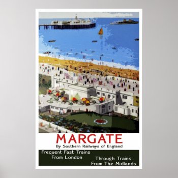 Vintage Travel Margate Poster by ContinentalToursist at Zazzle