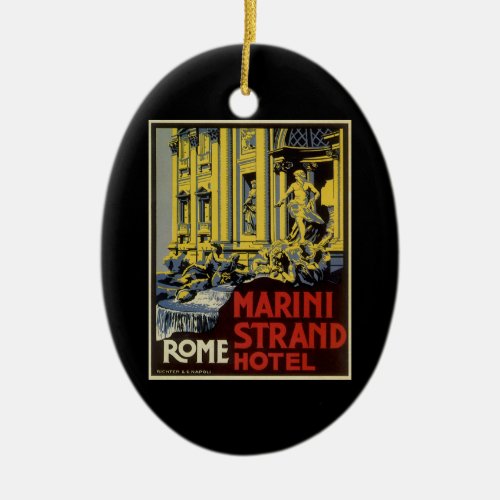 Vintage Travel Marini Strand Hotel Rome Italy Ceramic Ornament