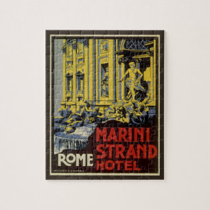 Vintage Travel, Marini Strand Hotel, Rome, Italy Jigsaw Puzzle