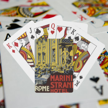 Vintage Travel  Marini Strand Hotel  Rome  Italy Playing Cards by YesterdayCafe at Zazzle