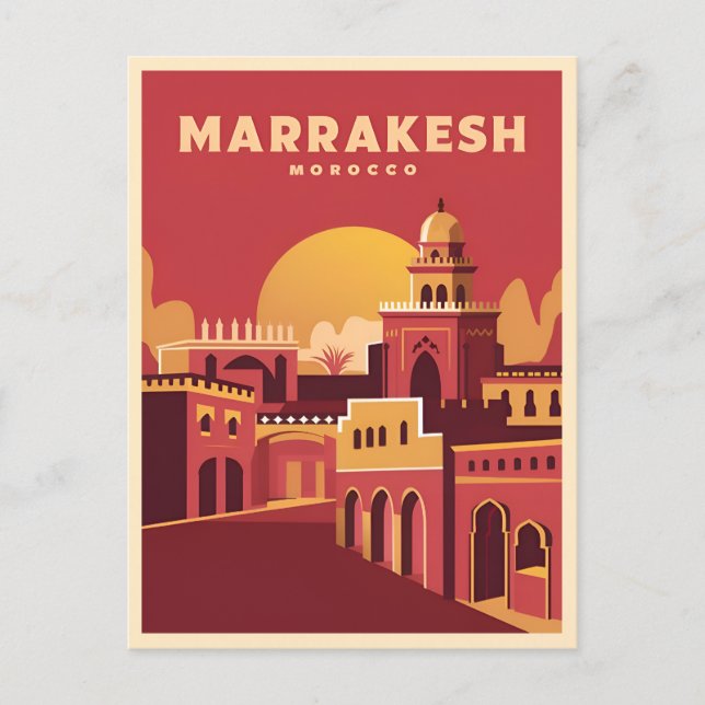 Vintage Travel Marrakesh Morocco Retro Scenic Postcard (Front)