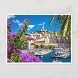 vintage travel Marseille France retro tourism Postcard