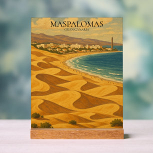 Vintage Travel Maspalomas, Gran Canaria Dunes Acrylic Sign