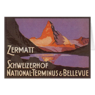 Vintage Travel, Matterhorn Mountain in Switzerland Cards