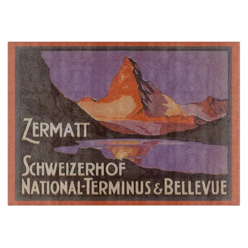 Vintage Travel Matterhorn Mountain in Switzerland Cutting Board