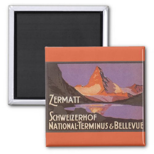 Vintage Travel Matterhorn Mountain in Switzerland Magnet