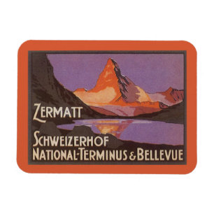 Vintage Travel, Matterhorn Mountain in Switzerland Magnet