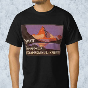 Vintage Travel, Matterhorn Mountain in Switzerland T-Shirt