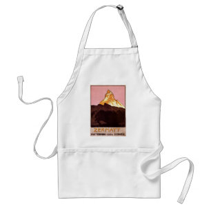 Vintage Travel, Matterhorn Mountain, Switzerland Adult Apron