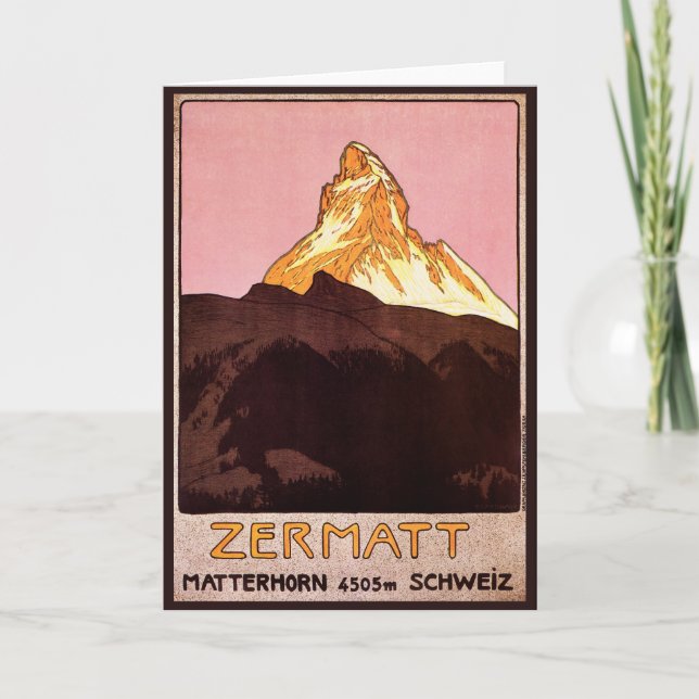 Vintage Travel, Matterhorn Mountain, Switzerland Card (Front)