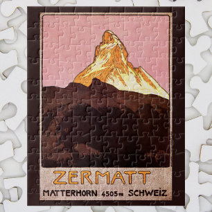 Vintage Travel, Matterhorn Mountain, Switzerland Jigsaw Puzzle
